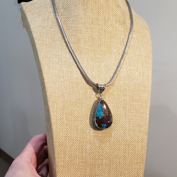 Turquoise gemstone, 925 silver necklace - Picture 13 of 13